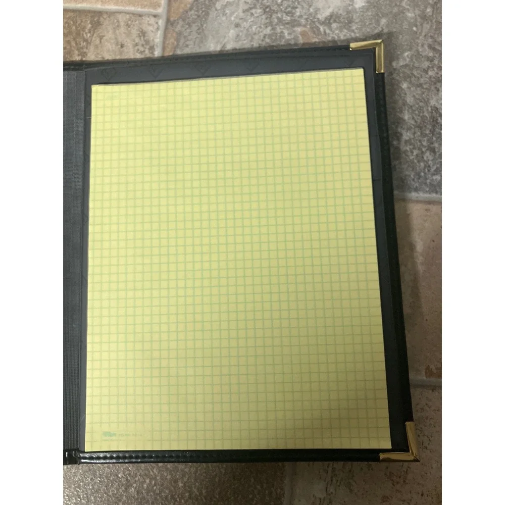 Vintage Leather Business Portfolio Organizer Calculator Notepad Card Holder